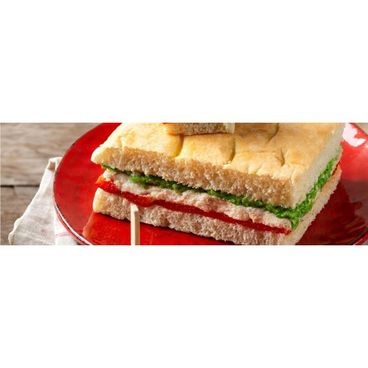 SANDWICH SAUMON, PETITS POIS ET PEPPERONI 