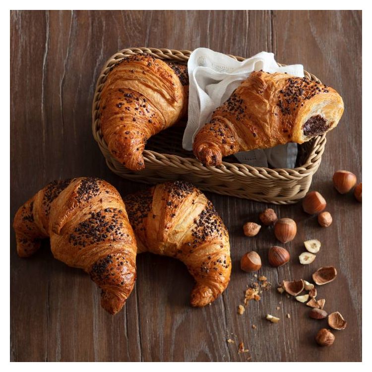 Curved filled croissant with chocolate and 