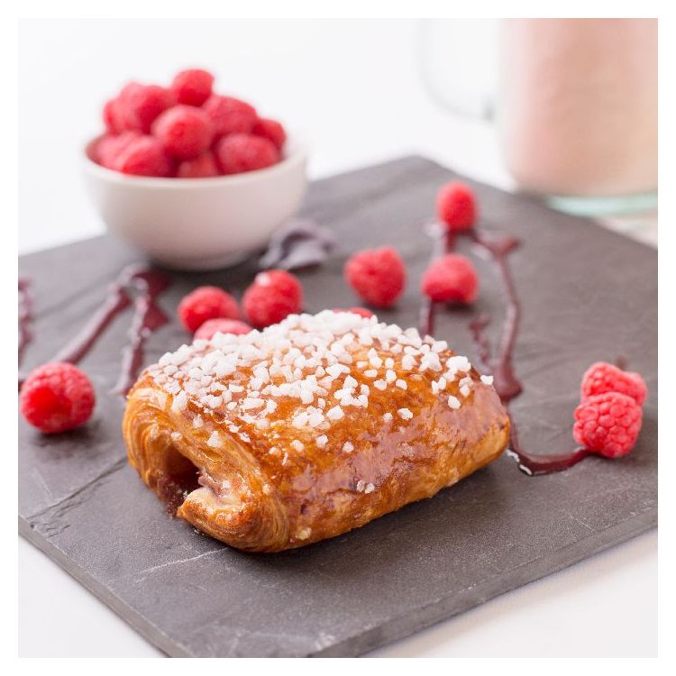 White chocolate & raspberry filled pastry