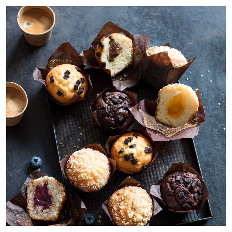 Chocolate muffin with hazelnut chocolate filling